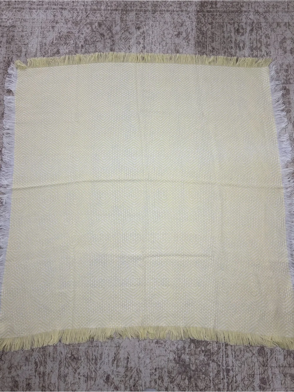 Vintage The Three Weavers Handwoven Orlon Acrylic Yellow Baby Blanket 41” x 41”